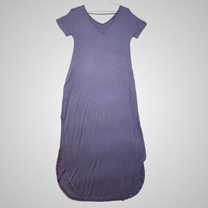 Grecerelle Womens Purple Rayon Spandex Short Sleeve High Low Maxi Dress Size S